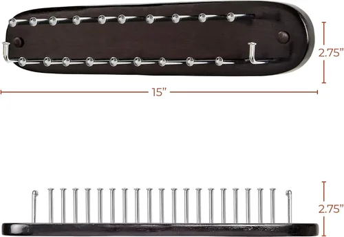 Vista 5 de Richards Homewares - Estante de corbata montado en la pared, organizador de corbata de madera para armario, 21 ganchos cromados, almacenamiento