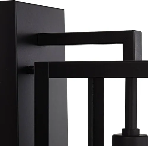 Vista 3 de John Timberland Titan - Juego de 2 lámparas de pared modernas para exteriores, marco rectangular negro místico, paneles de vidrio transparente de 17