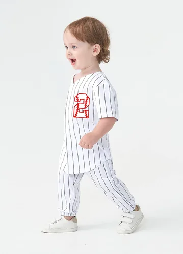 Vista 2 de Yuji Itadori Conjunto de camiseta de béisbol para niños pequeños y niñas, conjunto corto de camiseta de béisbol para niños de 1, 2, 3, 4 años