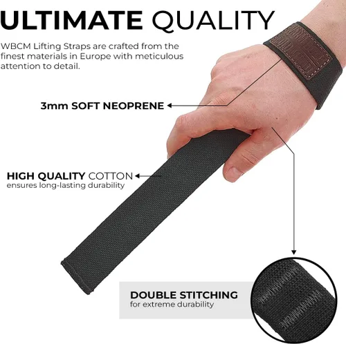 Vista 2 de WARM BODY COLD MIND Lasso - Muñequeras de levantamiento para entrenamiento cruzado, clasificadas en 770 libras, vendas de mano para levantamiento