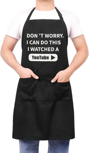 Vista 6 de Delantal de barbacoa para hombre con bolsillos, divertidos delantales de cocina para hombres, delantal de cocina impermeable para regalos de padre