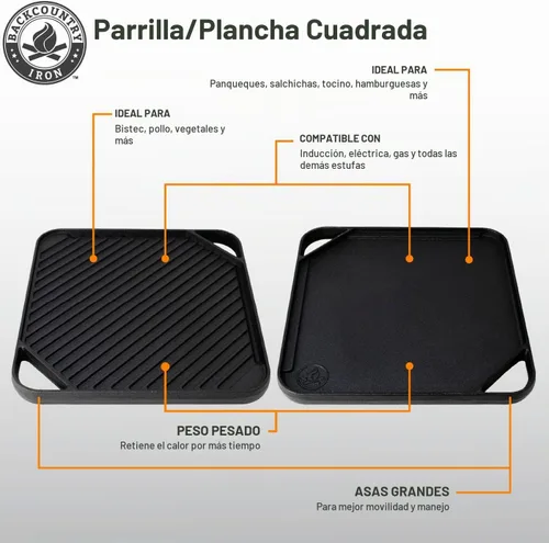 Vista 3 de Parrilla/plancha reversible de hierro fundido de un solo quemador de 10,5 pulgadas