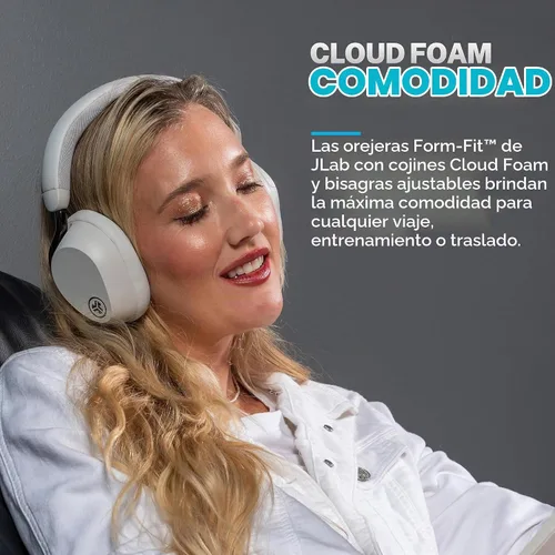 Vista 6 de JLab Epic Lux Lab Edition Auriculares inalámbricos con cancelación de ruido, color blanco Blanco nube