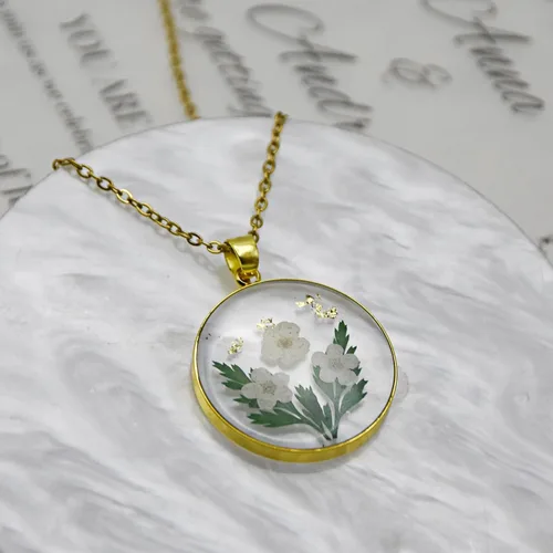 Vista 121 de Pressed Flower Necklace Gift for Women Personalized Handmade Necklaces Birth Flower Necklace