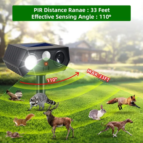 Vista 2 de Repelente animal ultrasónico solar, paquete de 2 dispositivos ultrasónicos