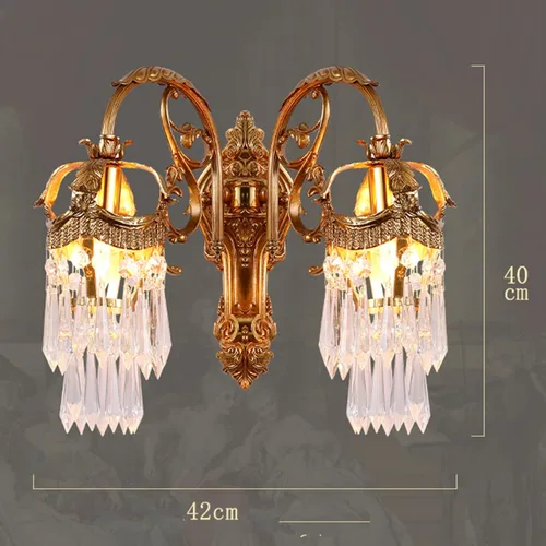 Vista 7 de Apliques de pared, lámpara de pared de cobre completo de cristal francés, lámpara de noche de dormitorio, lámpara de noche de dormitorio, lámpara