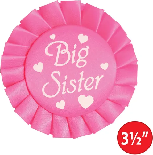 Vista 4 de Beistle Insignia de botón Big Sister Baby Shower, color cereza/blanco