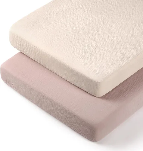 Vista 30 de lulumoon Sábanas de Moisés de Muselina para Bebé: Sábanas de Moisés de Algodón Neutras para Niños y Niñas - Ajustadas para Óvalo, Rectángulo o Reloj
