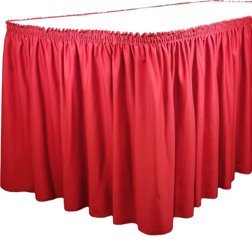 Vista 7 de TableLinensforLess Faldón de mesa de poliéster, altura de mesa (13 pies, plisado, bosque)
