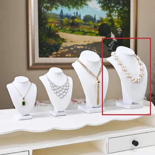 Vista 8 de MOOCA 2 piezas de collar cadena joyería busto soporte exhibición collar maniquí, collar busto, soporte de busto exhibición de joyas, soporte