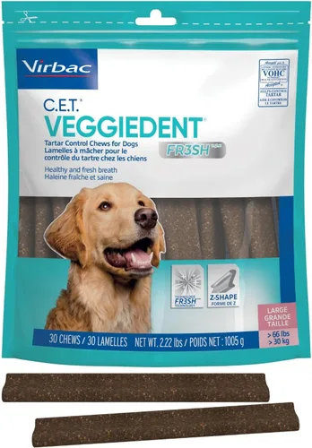Vista 10 de Virbac C.E.T. VEGGIEDENT FR3SH - Masticables para control de sarro para perros, extra pequeños, 8 onzas, (paquete de 2)