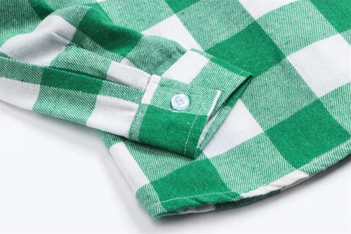 Vista 7 de SANGTREE Camisa de franela de manga larga con botones para hombres y niños, tallas desde 3 meses hasta 9XL de adulto de EE. UU., Verde, blanco