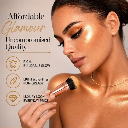 Vista 2 de Polvo resaltador facial y corporal Mynena Warm Gold Suave, rocío, iluminador
