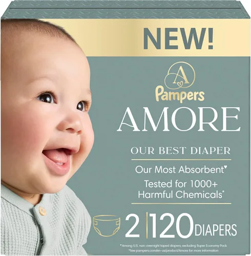 Vista 28 de Pampers Amore, tamaño 0 (hasta 10 libras), 76 unidades, nuestro mejor pañal, hipoalergénico y sin fragancia, hasta 100% a prueba de fugas, suave