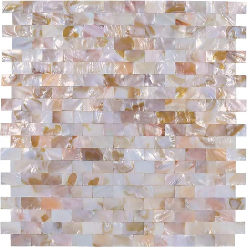 Vista 9 de 1 - Lámina de azulejos de conchas de perla para despegar y pegar, protector contra salpicaduras adhesivo para cocina, baño, dormitorio