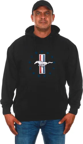 Vista 2 de JH DESIGN GROUP Sudadera con capucha Ford Mustang con bandera de Estados Unidos envejecida para hombre
