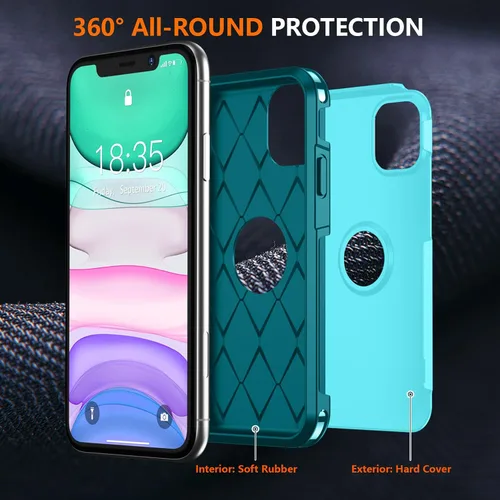Vista 4 de SPIDERCASE Funda a prueba de golpes para iPhone 11, [protección contra caídas de grado militar de 10 pies] Funda de protección de cuerpo completo