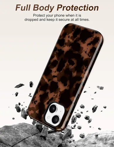 Vista 283 de Jusy Funda compatible con MagSafe con estampado de caparazón de tortuga marrón para iPhone 7/8/SE, cubierta protectora de TPU suave magnética