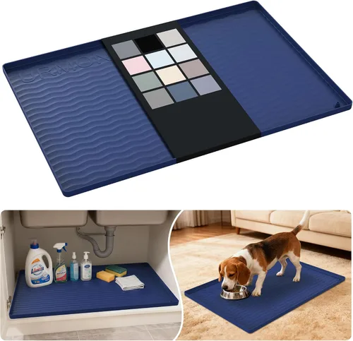 Vista 79 de URMONA - Tapete de silicona impermeable para debajo del fregadero, 16 x 10 Beige