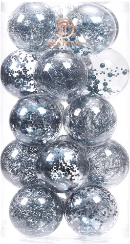 Vista 49 de Sea Team Juego de bolas de Navidad de plástico transparente, inastillables, varios tamaños, bolas decorativas de Navidad con decoraciones delicadas
