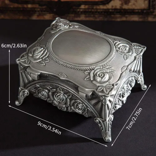 Vista 7 de WHLHMK Rosario católico con caja de joyería de rosas, collar de rosario de arcilla polimérica con caja de joyería de metal vintage, regalos