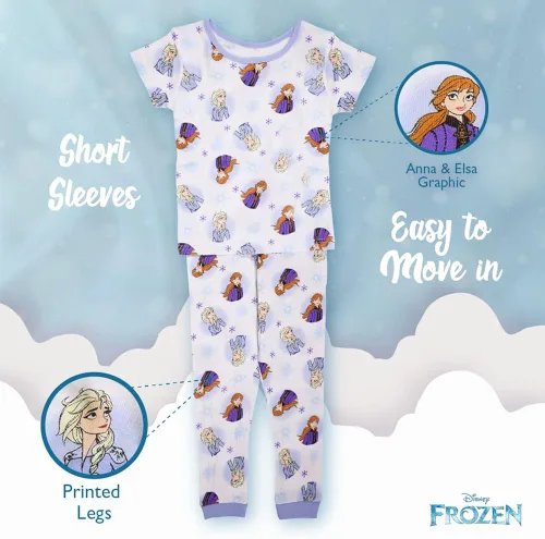 Vista 4 de Disney Girls' 4-Piece Snug-fit Cotton Pajamas Set