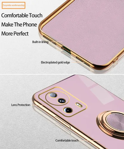 Vista 2 de Compatible con Xiaomi 13 Lite Case Ring Holder Magnet Green, para Xiaomi 13 Lite Funda de teléfono de silicona a prueba de golpes Placa de lujo Slim