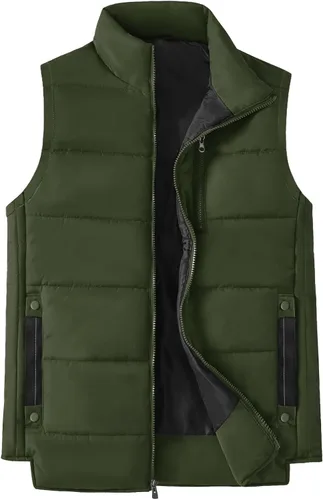 Vista 29 de XinYangNi Chaleco de invierno con forro polar para hombre, chaqueta de burbujas cálida e informal