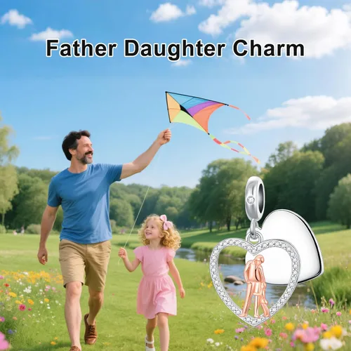 Vista 71 de PROESS Dije para padre, madre e hija, pulsera de plata de ley para pulseras, regalos de cumpleaños, día de San Valentín, para hija, madre, amante