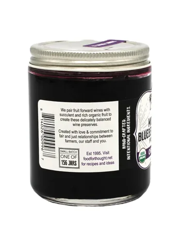 Vista 2 de Food for Thought - Conservas orgánicas de merlot de arándanos de Michigan - Conservas de merlot de arándanos de Michigan - Fruta fresca y totalmente