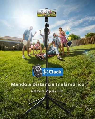 Vista 6 de Trípode para selfie stick de seguimiento automático de cara para iPhone con rotación ligera de 360° que sigue tu movimiento 70.9 pulgadas, trípode