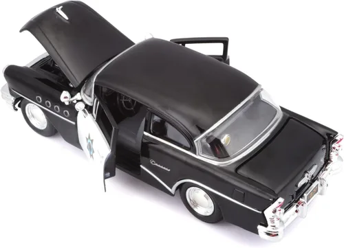 Vista 3 de Maisto 1:26 Escala 1955 Buick Century Vehículo fundido a presión (los estilos pueden variar), negro, blanco