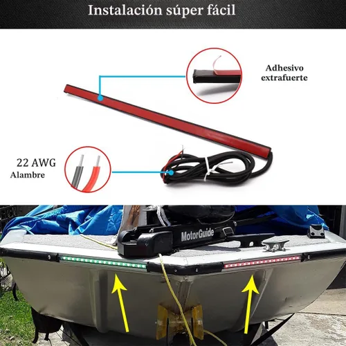Vista 5 de Luces de navegación – Luces de proa LED, verde y rojo, pesca nocturna, cubierta, IP67 impermeable para pontón, bote auxiliar, kayak, barco Jon, yate
