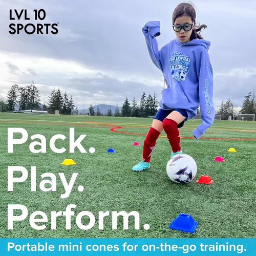 Vista 5 de LVL10 Pro - Conos de entrenamiento – Mini conos de fútbol de 2 pulgadas para entrenamiento deportivo – para ejercicios de baloncesto, fútbol