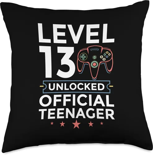 Vista 4 de 13th Birthday Gift Gamer Teen Boys Age Anniversary 13º cumpleaños Art Boys Level 13 - Almohada oficial para adolescentes, 16 x 16 pulgadas