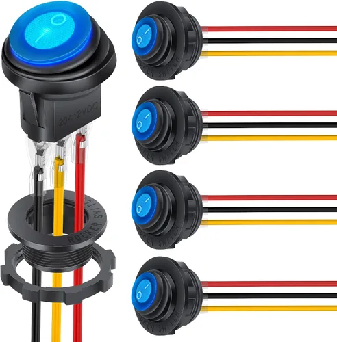 Vista 17 de Nilight Interruptor de palanca basculante de 12 piezas, 3 pines 12V 20A con cable, luz LED redonda, interruptores de encendido y apagado SPST
