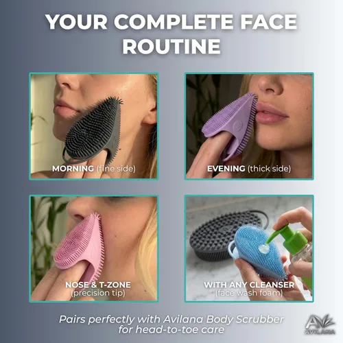 Vista 3 de Avilana Limpiador facial de silicona, cepillo de limpieza facial de doble cara con punta de nariz, exfoliante facial suave para limpieza profunda