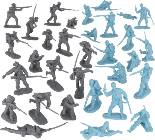 Vista 5 de BMC CTS American Civil War Plastic Army Men - 32 figuras de soldado azul y gris
