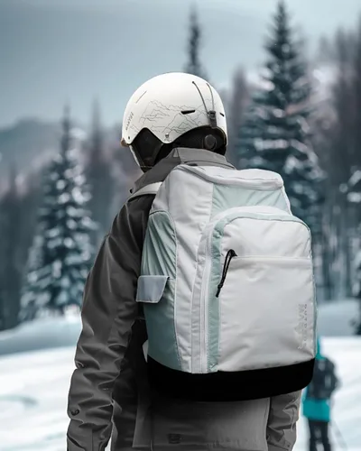 Vista 6 de OutdoorMaster Bolsa para botas de esquí de 50 l - Mochila de viaje para botas de esquí y snowboard con compartimento para casco Exterior e