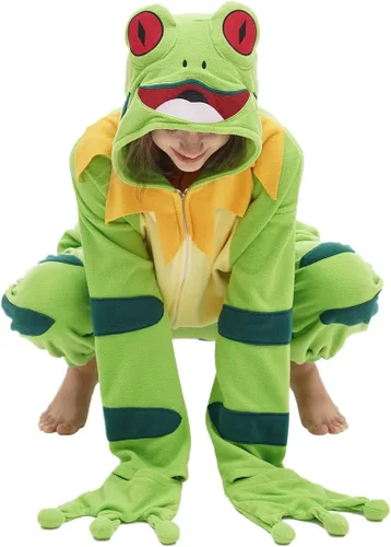 Vista 2 de vavalad Unisex Adult Onesie Animal One Piece Pajama Cosplay Sleepwear Halloween Christmas Custume for Women Men Teens, Green