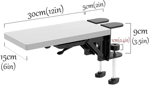 Vista 5 de Y&J Soporte de brazo para codo, abrazadera ergonómica de bandeja de extensión de escritorio, sin perforaciones, fácil de instalar, reduce la fatiga