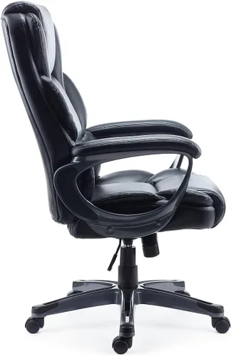 Vista 5 de Staples Mcallum Silla ergonómica de oficina ejecutiva y gerente, silla giratoria de escritorio con ruedas, altura ajustable, cuero regenerado