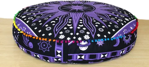 Vista 64 de ICC - Funda de cojín cuadrada grande de algodón con diseño de mandala, funda de almohada hippie, funda de almohada para el suelo con cremallera