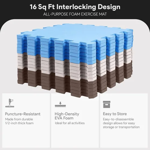Vista 2 de BalanceFrom Foam Floor Tiles for Kids - Non-Toxic Comfortable Baby Play Mat and Interlocking Foam Tiles for Crawling & Development, Soft Play Mat