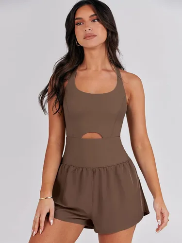 Vista 9 de ANRABESS Conjunto de una pieza para mujer, para correr, ejercicio, gimnasio, yoga, ropa deportiva de verano 2025
