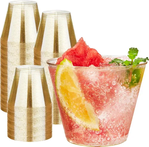 Vista 7 de RACETOP Vasos de plástico desechables transparentes de 9 onzas, paquete de 50 vasos de plástico transparente, vasos de fiesta resistentes, vasos