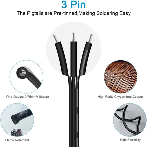 Vista 5 de ALITOVE Conectores Eléctricos Impermeables de 3 Pines Xconnect Pigtail 18AWG 6 pulgadas/15cm Cable de Extensión Compatible con ASIN B0923SDR5T