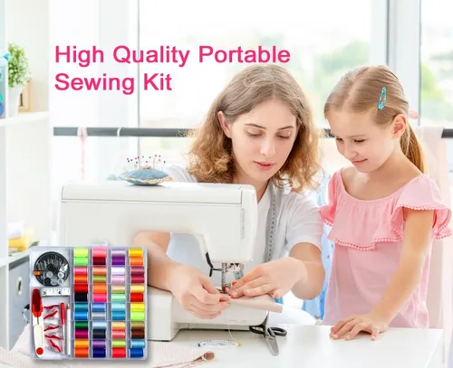 Vista 7 de 48 Kit de costura para mujeres, mamá, viajera, adultos, principiantes, emergencias, suministros de costura accesorios con tijeras, dedal, hilo