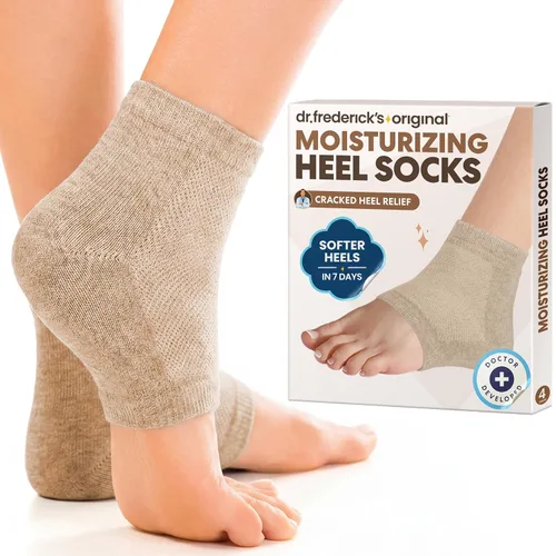 Vista 10 de Dr. Frederick's Original- Calcetines hidratantes para el tratamiento del talón agrietado/pies secos para mujeres y hombres, 2 pares, aloe verde