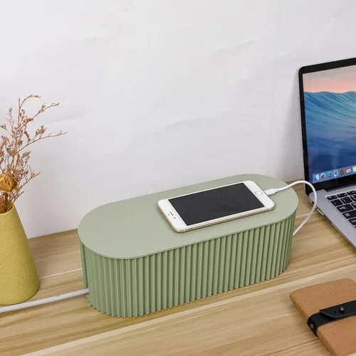 Vista 7 de Caja de gestión de cables con 10 bridas de cable, caja organizadora de cables para regletas de enchufes, protectores de sobretensión, cargadores